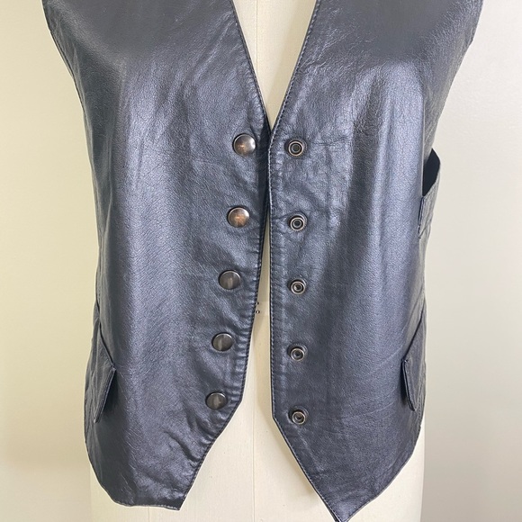ANNEX LEATHER FRONT LEATHER BACK LINING VEST ONE CHEST POCKET TWO POCKET FLAP - Picture 6 of 14